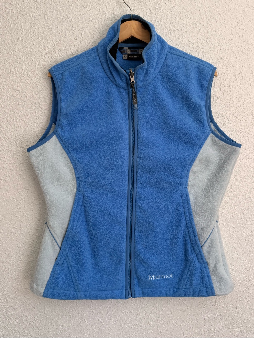 Marmot periwinkle blue full zip fleece vest L